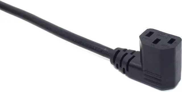 Alt view image 3 of 7 - 90-Degree Left Angle IEC C13 to C14 with Mounting Holes Computer Power Cord Plug, IEC320 C14 with Scerw Hole to C13 Left Angled AC Power Cable,18AWG,1ft/0.3m Left Angle