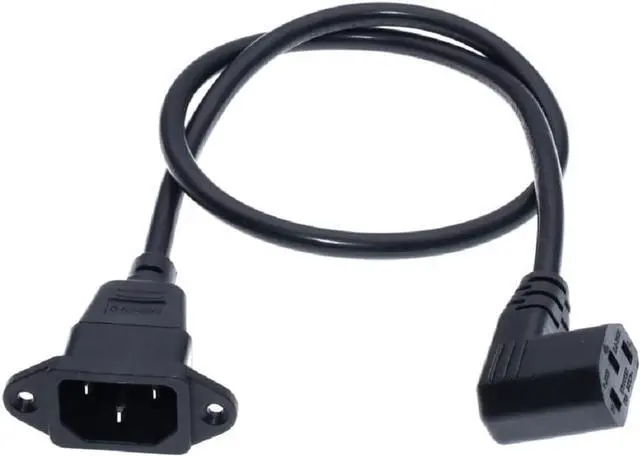 Alt view image 5 of 7 - 90-Degree Left Angle IEC C13 to C14 with Mounting Holes Computer Power Cord Plug, IEC320 C14 with Scerw Hole to C13 Left Angled AC Power Cable,18AWG,1ft/0.3m Left Angle