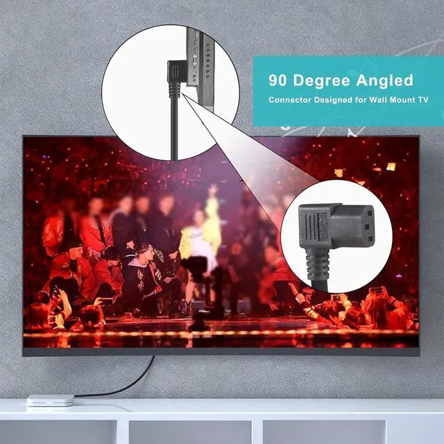 Alt view image 6 of 7 - 90-Degree Left Angle IEC C13 to C14 with Mounting Holes Computer Power Cord Plug, IEC320 C14 with Scerw Hole to C13 Left Angled AC Power Cable,18AWG,1ft/0.3m Left Angle
