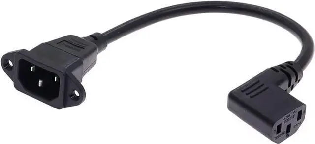Main image of 90-Degree Right Angle IEC C13 to C14 with Mounting Holes Computer Power Cord Plug, IEC320 C14 with Scerw Hole to C13 Right Angled AC Power Cable,18AWG,1ft/0.3m Right Angle