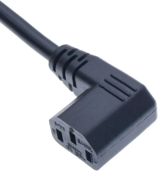 Alt view image 3 of 7 - 90-Degree Right Angle IEC C13 to C14 with Mounting Holes Computer Power Cord Plug, IEC320 C14 with Scerw Hole to C13 Right Angled AC Power Cable,18AWG,1ft/0.3m Right Angle