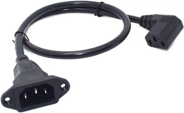 Alt view image 4 of 7 - 90-Degree Right Angle IEC C13 to C14 with Mounting Holes Computer Power Cord Plug, IEC320 C14 with Scerw Hole to C13 Right Angled AC Power Cable,18AWG,1ft/0.3m Right Angle