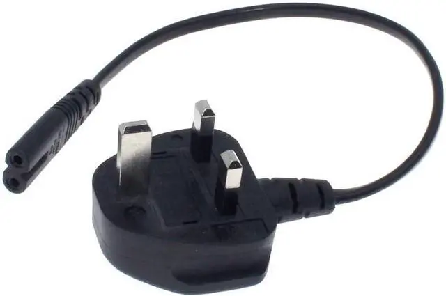 Main image of UK to C7 Short Power Cord 1 Foot,UK Plug BS1363 to 2-Prong Figure-8 Power Cable Replacement,Non-Polarized C7 to UK Power Cord Plug with 3A Fuse,18AWG, 1ft/0.3m