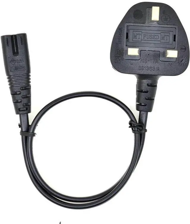 Alt view image 5 of 7 - UK to C7 Short Power Cord 1 Foot,UK Plug BS1363 to 2-Prong Figure-8 Power Cable Replacement,Non-Polarized C7 to UK Power Cord Plug with 3A Fuse,18AWG, 1ft/0.3m
