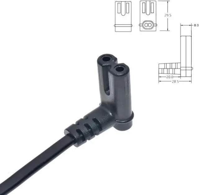 Alt view image 2 of 7 - UK to C7 Elbow Plug Power Cord PC,UK Plug BS1363 to 90 Degree Up/Down Angle IEC C7 Figure-8 Power Cord Plug,Non-Polarized Figure 8 to UK Power Cable with 3A Fuse, 18AWG,6.6ft/2m