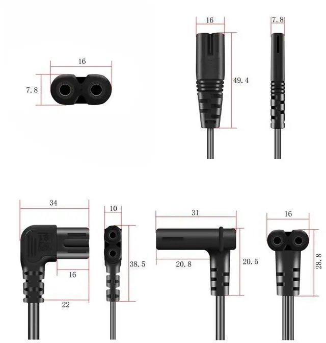 Alt view image 7 of 7 - UK to C7 Elbow Plug Power Cord PC,UK Plug BS1363 to 90 Degree Up/Down Angle IEC C7 Figure-8 Power Cord Plug,Non-Polarized Figure 8 to UK Power Cable with 3A Fuse, 18AWG,6.6ft/2m