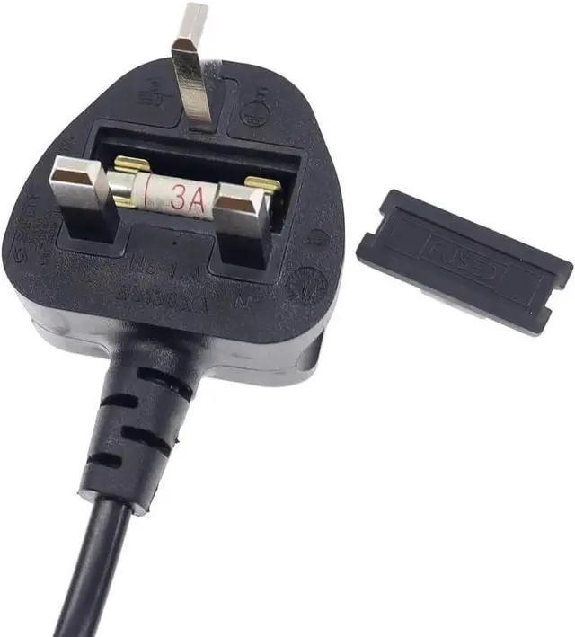 Alt view image 4 of 7 - UK to C7 Long Power Cord Plug,UK Plug BS1363 to 2-Prong Figure-8 Power Cable Replacement,Non-Polarized C7 to UK Power Cord with 3A Fuse,18AWG,10ft/3m