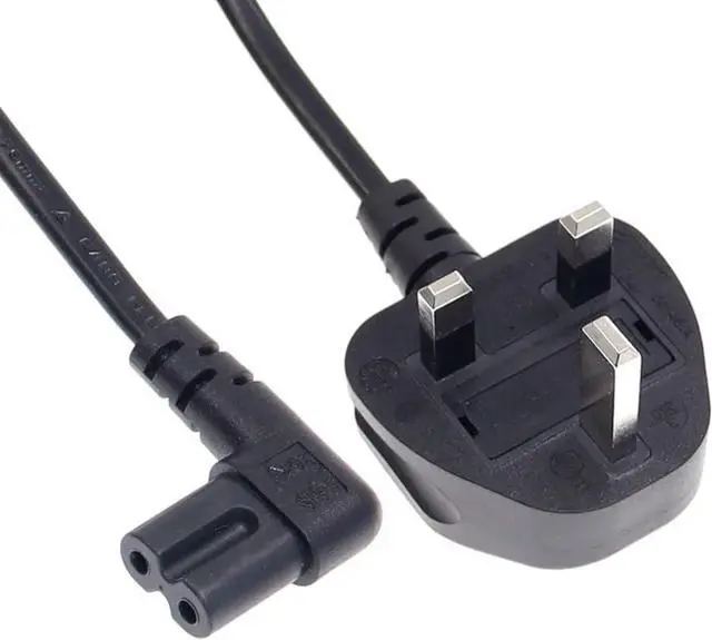 Main image of UK to C7 Elbow Plug Short Power Cord,UK Plug BS1363 to 90-Degree Left/Right Angle IEC C7 Figure-8 Power Cord PC,Non-Polarized Figure 8 to UK Power Cable with 3A Fuse, 18AWG,1.6ft/0.5m