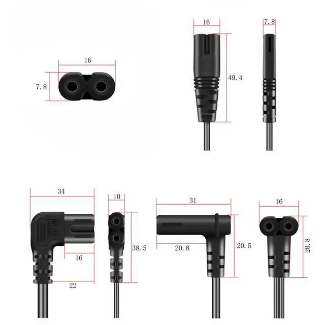 Alt view image 5 of 7 - UK to C7 Elbow Plug Short Power Cord,UK Plug BS1363 to 90-Degree Left/Right Angle IEC C7 Figure-8 Power Cord PC,Non-Polarized Figure 8 to UK Power Cable with 3A Fuse, 18AWG,1.6ft/0.5m