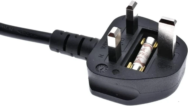 Alt view image 2 of 7 - UK to C7 Elbow Plug Power Cord PC,UK Plug BS1363 to Left/Right Angle IEC C7 Figure-8 Power Cord Plug,90 Degree Angled Non-Polarized Figure 8 to UK Power Cable with 3A Fuse,18AWG, 3ft/1m