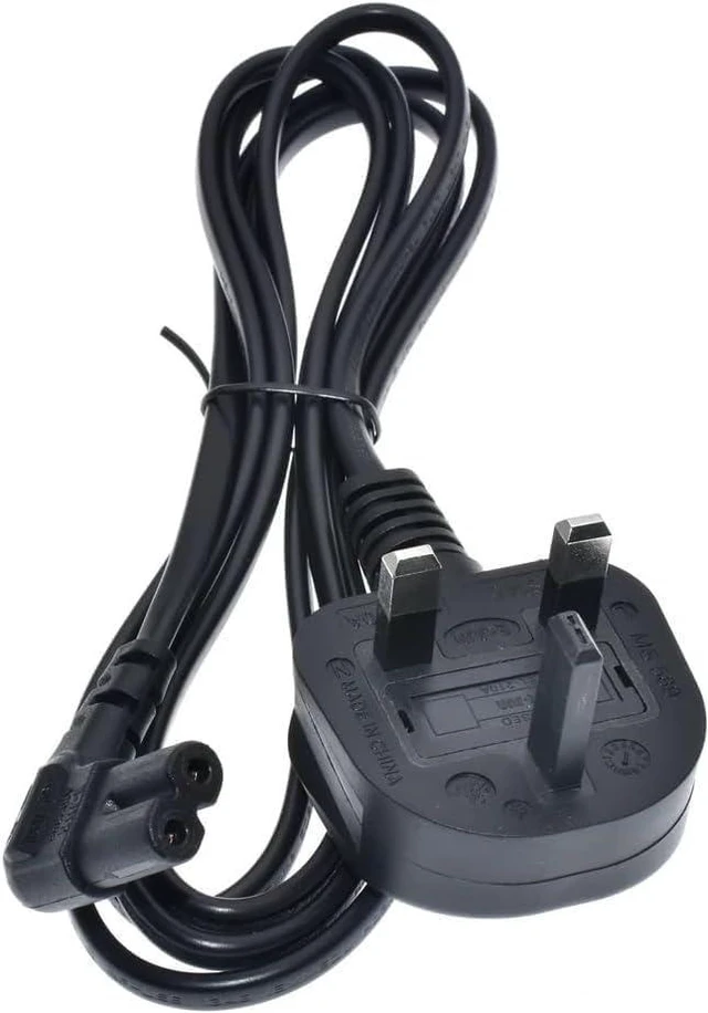Alt view image 5 of 7 - UK to C7 Elbow Plug Power Cord PC,UK Plug BS1363 to Left/Right Angle IEC C7 Figure-8 Power Cord Plug,90 Degree Angled Non-Polarized Figure 8 to UK Power Cable with 3A Fuse,18AWG, 3ft/1m