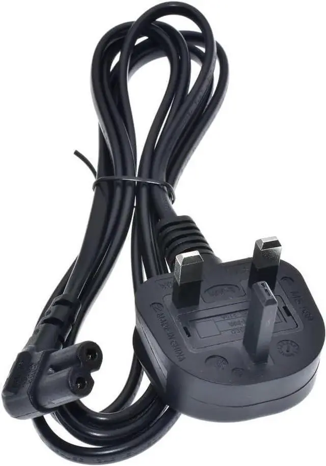 Alt view image 6 of 7 - UK to C7 Elbow Plug Power Cord PC,UK Plug BS1363 to 90 Degree Left/Right Angle IEC C7 Figure-8 Power Cord,Non-Polarized Figure 8 to UK Power Cable with 3A Fuse, 18AWG,6ft/2m