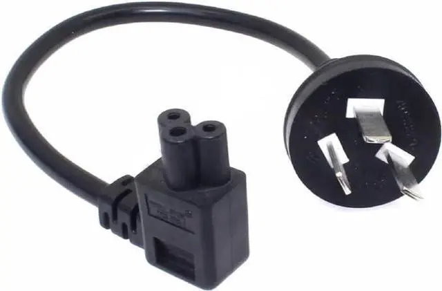 Main image of AU to C5 Elbow Plug Short Power Cord 1 Foot,3-Prong Australia/New Zealand Plug to 90-Degree Angle IEC C5 PC Power Cord Replacement,SAA AS/NZS 3112 AU Computer Power Cable.18AWG, 1ft