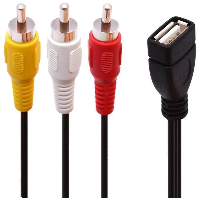Alt view image 2 of 7 - USB Female to 3 RCA Male AV Adapter Cable , USB2.0 Female to 3 RCA Male, A/V Cord for Laptop Desktop / Monitor/TV, Projector with Composite RCA Input, Plug & Play,0.65ft/20cm