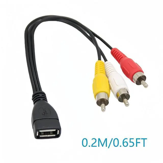Alt view image 3 of 7 - USB Female to 3 RCA Male AV Adapter Cable , USB2.0 Female to 3 RCA Male, A/V Cord for Laptop Desktop / Monitor/TV, Projector with Composite RCA Input, Plug & Play,0.65ft/20cm