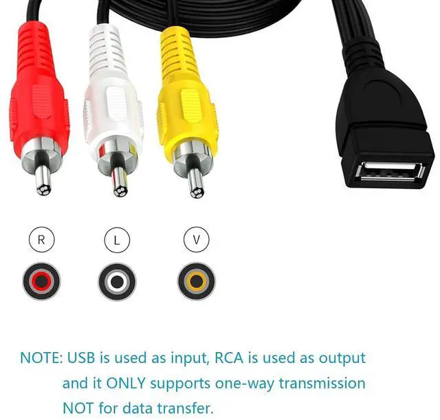 Alt view image 5 of 7 - USB Female to 3 RCA Male AV Adapter Cable , USB2.0 Female to 3 RCA Male, A/V Cord for Laptop Desktop / Monitor/TV, Projector with Composite RCA Input, Plug & Play,0.65ft/20cm