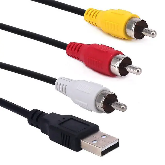 Alt view image 2 of 7 - USB to 3RCA Cable, USB Male to 3 RCA Male Jack Splitter Audio Video AV Composite Adapter Cord Cable (USB M/3RCA M),5ft/1.5m