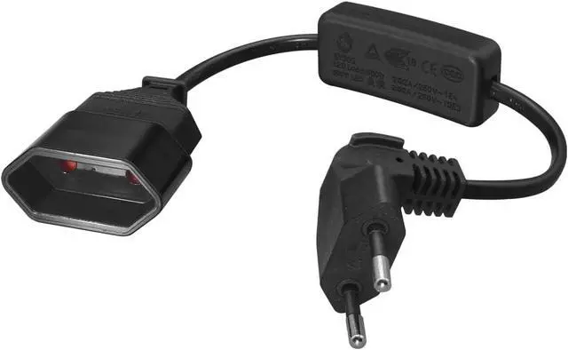 Alt view image 2 of 7 - 2-Pin EU Extension Cord with Switch, Toptekis Euro EU4.0mm 2-Prong Power Cord Cable VDE Bend Angle 90 Degree Elbow Plug Male to Female European Extension Cable ,18AWG, Black, 1ft/0.3m