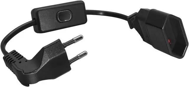 Alt view image 4 of 7 - 2-Pin EU Extension Cord with Switch, Toptekis Euro EU4.0mm 2-Prong Power Cord Cable VDE Bend Angle 90 Degree Elbow Plug Male to Female European Extension Cable ,18AWG, Black, 1ft/0.3m