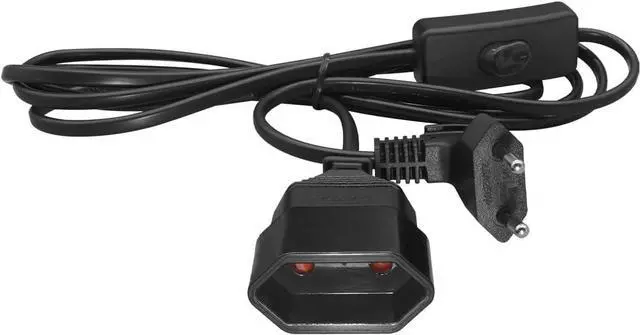 Alt view image 2 of 7 - 2-Pin EU Extension Cord with Switch, Toptekis Euro EU4.0mm 2-Prong Power Cord Cable VDE Bend Angle 90 Degree Elbow Plug Male to Female European Extension Cable ,18AWG, Black, 6ft/2m