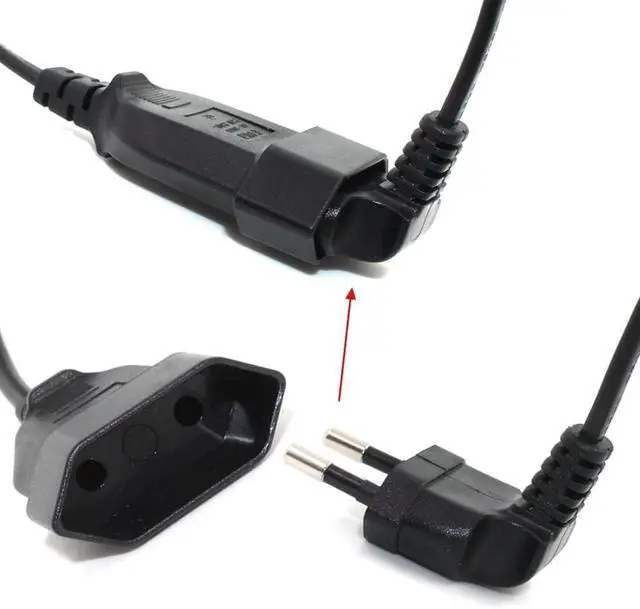 Alt view image 7 of 7 - 2-Pin EU Extension Cord with Switch, Toptekis Euro EU4.0mm 2-Prong Power Cord Cable VDE Bend Angle 90 Degree Elbow Plug Male to Female European Extension Cable ,18AWG, White 1ft/0.3m