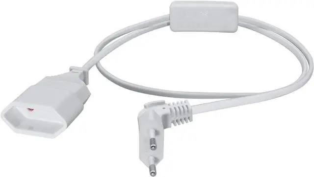 Alt view image 6 of 7 - 2-Pin EU Extension Cord with Switch, Toptekis Euro EU4.0mm 2-Prong Power Cord Cable VDE Bend Angle 90 Degree Elbow Plug Male to Female European Extension Cable ,18AWG,White 2ft/0.6m