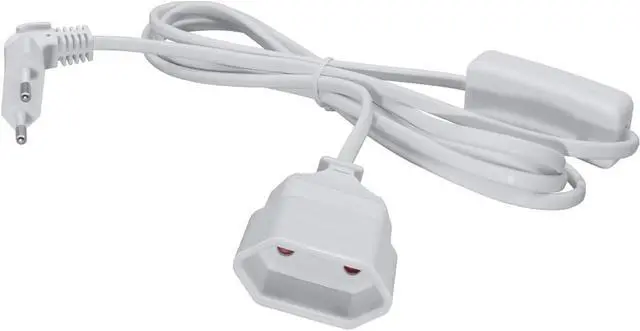 Alt view image 2 of 7 - 2-Pin EU Extension Cord with Switch, Toptekis Euro EU4.0mm 2-Prong Power Cord Cable VDE Bend Angle 90 Degree Elbow Plug Male to Female European Extension Cable ,18AWG, Black,White ,6ft/2m