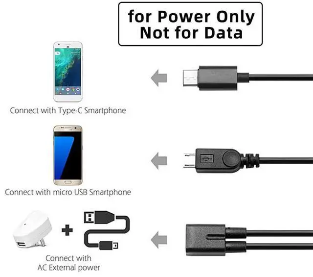 Alt view image 5 of 7 - USB C Splitter Cable, USB Type C Female to Male and Micro USB Male Y Splitter Extension Charge Cable ,1ft/30cm