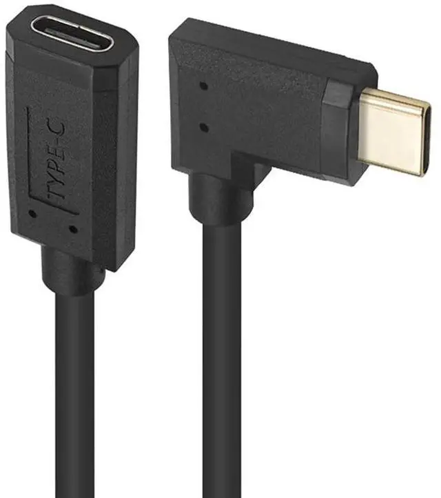 Alt view image 3 of 7 - 90 Degree Right Angled USB-C USB 3.1 Type C Male to Female Extension Data Cable for Macbook Tablet ,90 Degree USB Type C Short Extention Cable, Left/Right Angle 2ft/0.6m