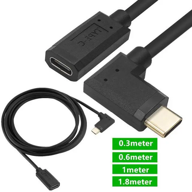 Alt view image 7 of 7 - 90 Degree Right Angled USB-C USB 3.1 Type C Male to Female Extension Data Cable for Macbook Tablet ,90 Degree USB Type C Short Extention Cable, Left/Right Angle 2ft/0.6m