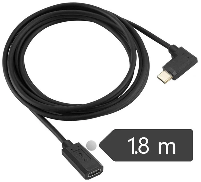 Alt view image 2 of 7 - 90 Degree Right Angled USB-C USB 3.1 Type C Male to Female Extension Data Cable for Macbook Tablet ,90 Degree USB Type C Extention Cable ,Left/Right Angle 6ft/1.8m