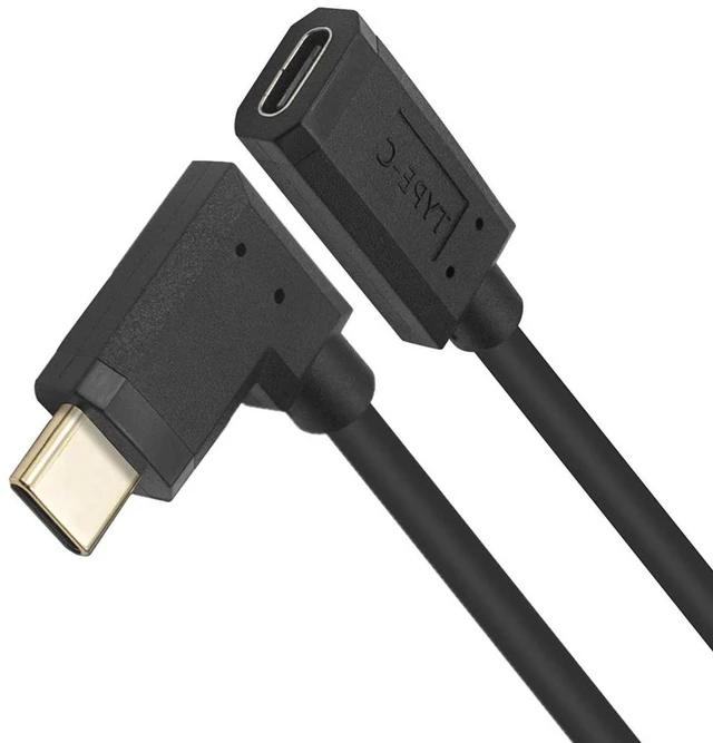 Alt view image 6 of 7 - 90 Degree Right Angled USB-C USB 3.1 Type C Male to Female Extension Data Cable for Macbook Tablet ,90 Degree USB Type C Extention Cable ,Left/Right Angle 6ft/1.8m
