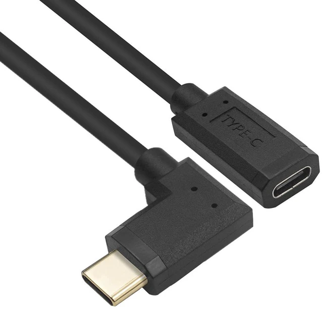 Alt view image 7 of 7 - 90 Degree Right Angled USB-C USB 3.1 Type C Male to Female Extension Data Cable for Macbook Tablet ,90 Degree USB Type C Extention Cable ,Left/Right Angle 6ft/1.8m