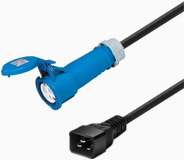 Main image of Heavy Duty Power Cord,16A (IEC309 to C20),Blue IEC309 to IEC 320 C20 Power Cable for UPS/PDU, 13AWG (16A, 32ft/10m)