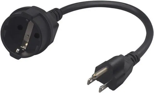 Main image of 5-15P to Euro CEE7/7 Short Power Cord Plug,Toptekits US 3-Prong NEMA5-15P Standard Plug to CEE 7/7 Schuko European Female Socket Power Cord,EU US Plug Adapter, 16AWG,1ft/0.3m (5-15P to Schuko)