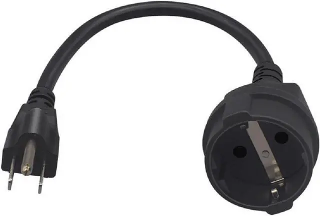 Alt view image 2 of 7 - 5-15P to Euro CEE7/7 Short Power Cord Plug,Toptekits US 3-Prong NEMA5-15P Standard Plug to CEE 7/7 Schuko European Female Socket Power Cord,EU US Plug Adapter, 16AWG,1ft/0.3m (5-15P to Schuko)