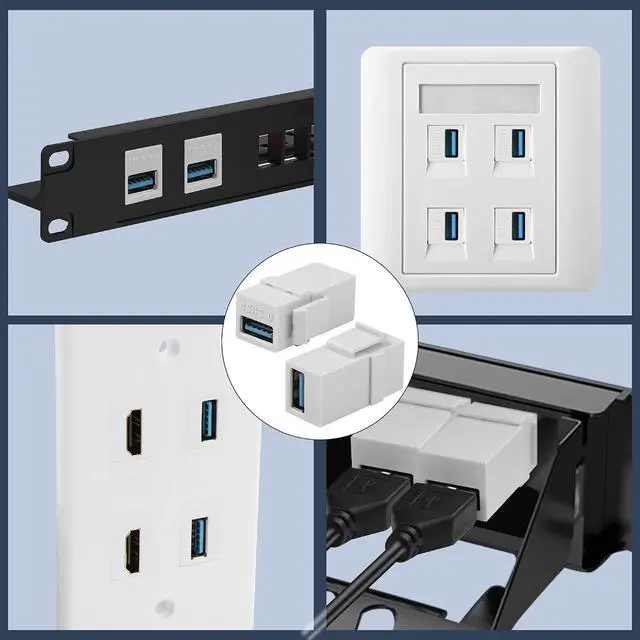 Alt view image 5 of 7 - (2 Pack) Super Speed USB 3.0 Female to Female F/F Modular Insert Jack Coupler for Wall Plate,USB 3.0 Keystone Jack Female Coupler Insert Snap-in Connector Socket Adapter Port for Wall Plate Out