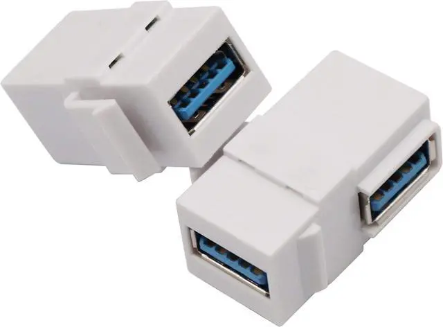 Alt view image 2 of 7 - (2 Pack) 90 Degree Right Angled Super Speed USB 3.0 Female to Female F/F Modular Insert Jack Coupler for Wall Plate,USB 3.0 Keystone Jack Female Coupler Insert Snap-in Connector Socket Adapter Port