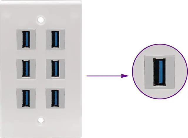 Alt view image 7 of 7 - (2 Pack) 90 Degree Right Angled Super Speed USB 3.0 Female to Female F/F Modular Insert Jack Coupler for Wall Plate,USB 3.0 Keystone Jack Female Coupler Insert Snap-in Connector Socket Adapter Port