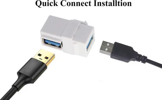 Alt view image 3 of 7 - (2 Pack) 90 Degree Right Angled Super Speed USB 3.0 Female to Female F/F Modular Insert Jack Coupler for Wall Plate,USB 3.0 Keystone Jack Female Coupler Insert Snap-in Connector Socket Adapter Port