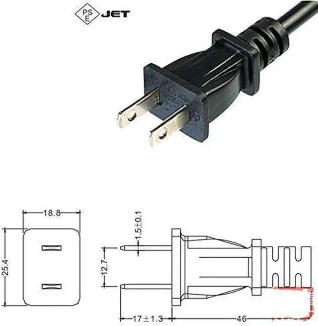 Alt view image 4 of 5 - NEMA 1-15P to C13 Short Power Cord,IEC 320 C13 Kettle to NEMA 1-15P 2 Prong JP US Male Plug Short Power Cable,18AWG, 10A 250V, 3ft/1m