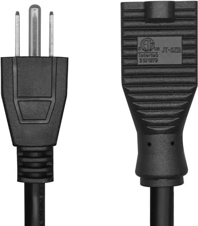Alt view image 5 of 7 - Heavy-Duty Power Short Extension Cord 1 Foot, NEMA 5-15P to NEMA 5-15R Male to Female US Extension Cable, 3 Prong Cord Extender, ETL Listed, 16AWG, 1ft/0.3m