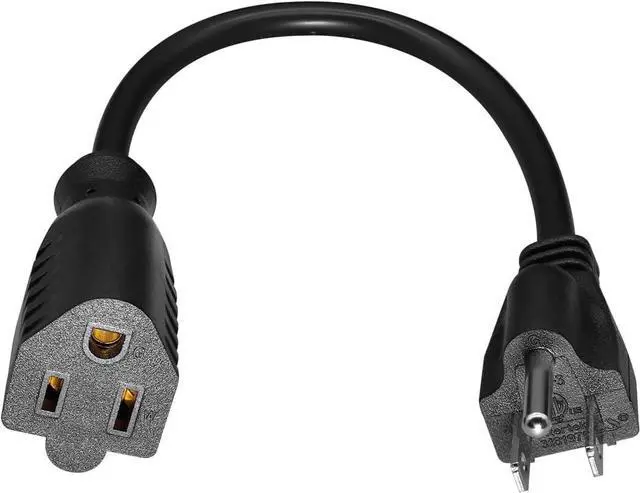 Alt view image 3 of 7 - Heavy-Duty Power Short Extension Cord 1 Foot, NEMA 5-15P to NEMA 5-15R Male to Female US Extension Cable, 3 Prong Cord Extender, ETL Listed, 16AWG, 1ft/0.3m