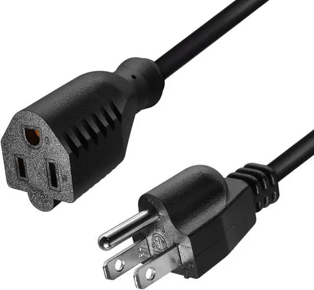 Main image of Heavy-Duty Power Extension Cord , NEMA 5-15P to NEMA 5-15R Male to Female US Extension Cable, 3 Prong Cord Extender, ETL Listed, 16AWG, 3ft/1m