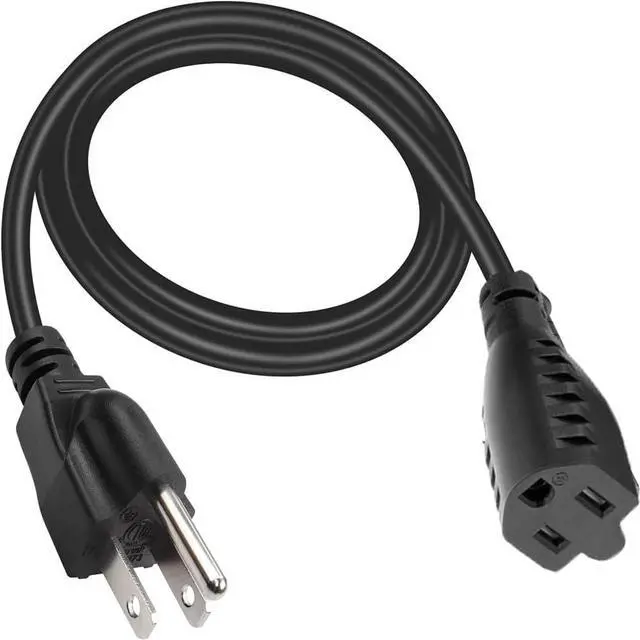 Main image of Heavy-Duty Power Extension Cord , NEMA 5-15P to NEMA 5-15R Male to Female US Extension Cable, 3 Prong Cord Extender, UL Listed, 14AWG, 3ft/1m