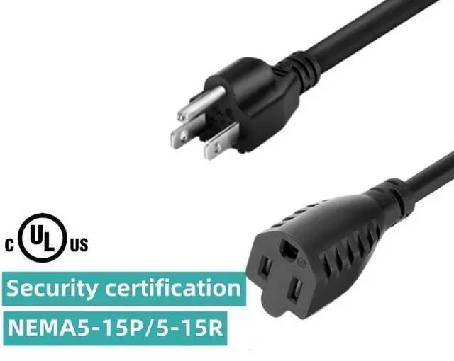 Alt view image 2 of 7 - Heavy-Duty Power Extension Cord , NEMA 5-15P to NEMA 5-15R Male to Female US Extension Cable, 3 Prong Cord Extender, UL Listed, 14AWG, 3ft/1m