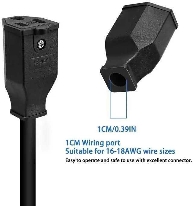 Alt view image 7 of 7 - 2-Pack US Standard 3 Prong Female socket Nema 5-15R DIY Power Converter Travel Plug Adapter,US Female connector, NEMA 5-15R Receptacle US DIY Grounding Rewireable Power Plug