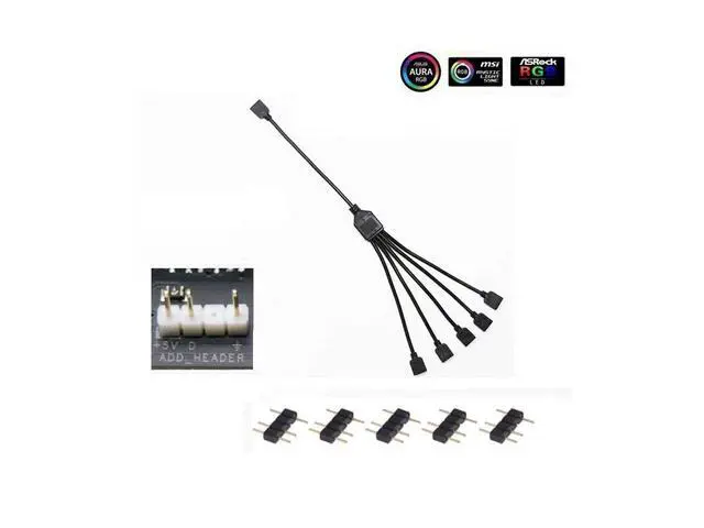 Alt view image 4 of 7 - 1-to-5 ARGB Splitter Cable / 5V - Support 3-pin Addressable RGB - LED Sync Cable for MasterFan/MasterLiquid ARGB Series Support(ARGB 1-to-5 Splitter)