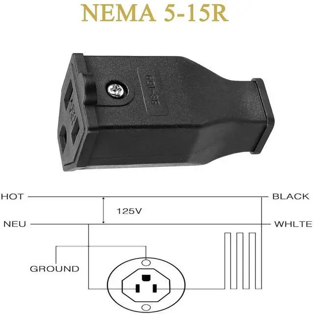Alt view image 3 of 7 - 2-Pack US Standard 3 Prong Female socket Nema 5-15R DIY Power Converter Travel Plug Adapter,US Female connector, NEMA 5-15R Receptacle US DIY Grounding Rewireable Power Plug