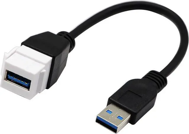 Alt view image 2 of 7 - USB 3.0 A Male to Female Panel Mount Insert Adapter for Wall Socket Face Plate ,USB 3.0 A to USB 3.0 A Female to Male Connector Extension Cable For Wall Plate Outlet Panel ,8inch/20cm